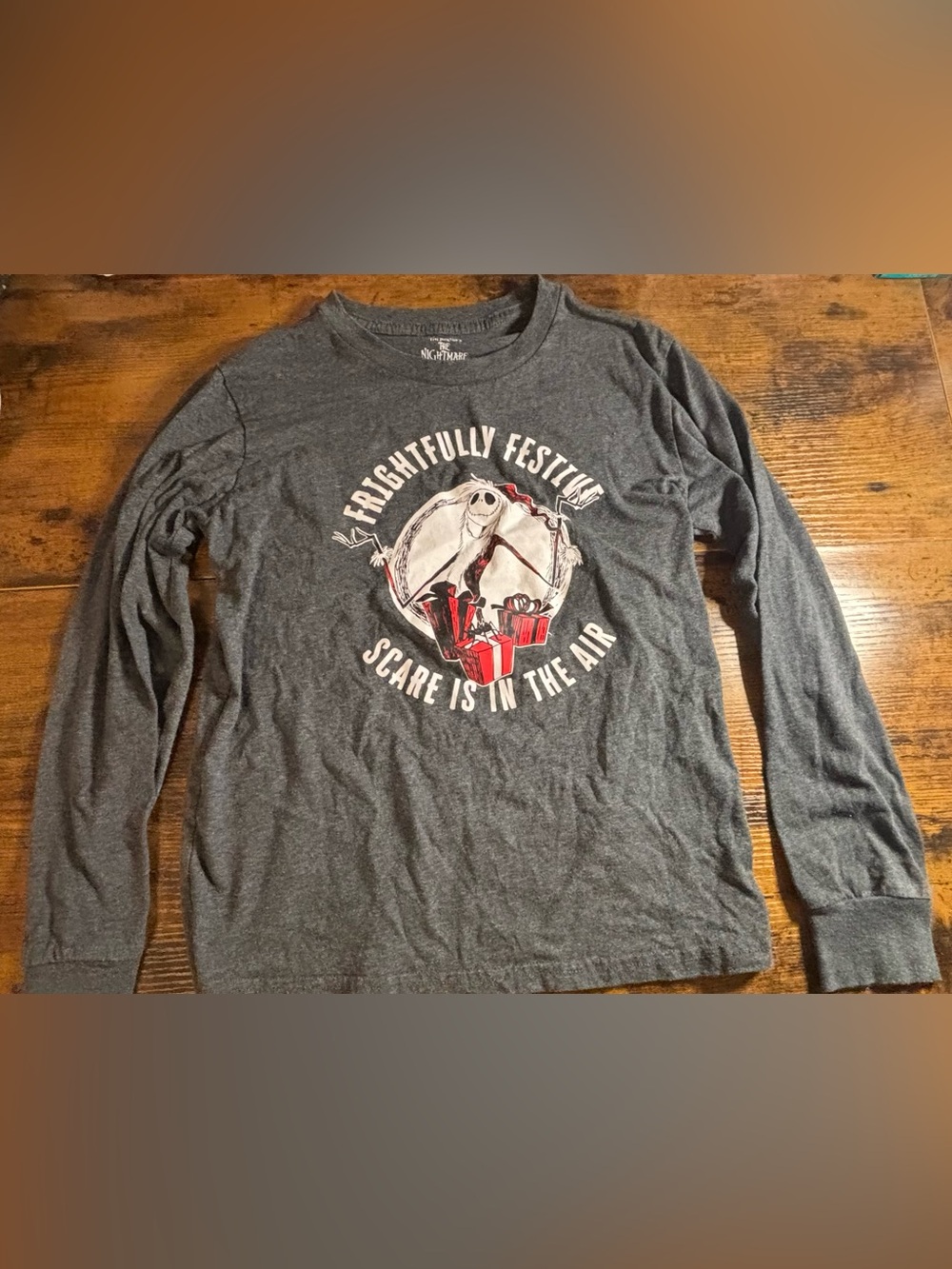 Nightmare Before Christmas "Frightfully Festive" Grey Long Sleeve Tee